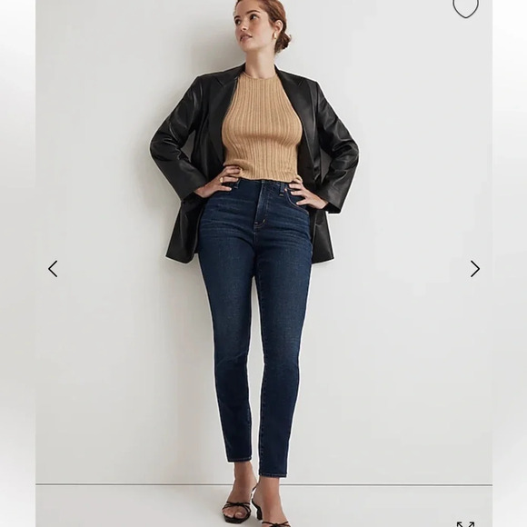 MADEWELL Curvy High Rise Skinny Dark Wash Denim Jeans Petite - Picture 3 of 9